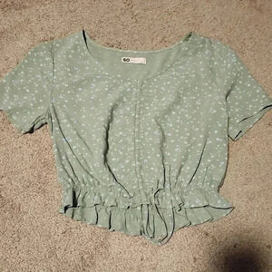 SO floral green crop top S